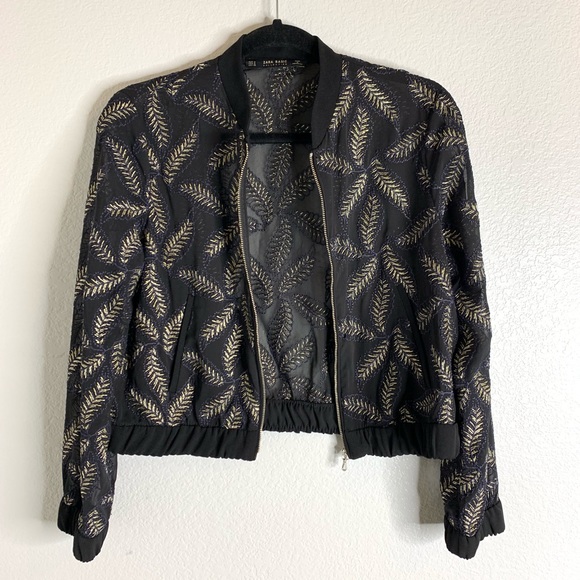 NWOT Zara Black Bomber Jacket size Medium - Picture 5 of 7